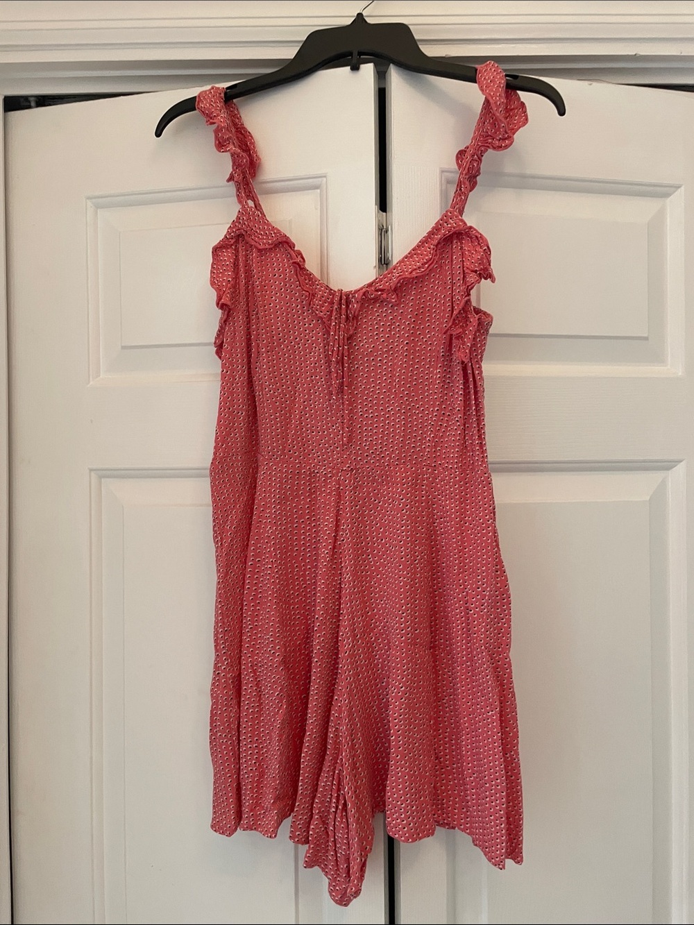 Billabong women’s Pink Ruffle Strap One-Piece Romper